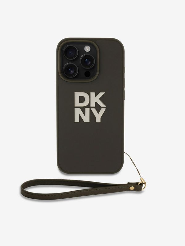 DKNY DKNY PU Leather Stack Logo Wrist Strap Zadní Kryt pro iPhone 16 Pro Max Green Калъф за телефон Lilav