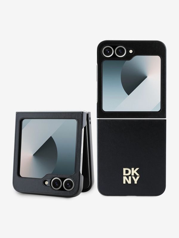 DKNY DKNY PU Leather Stack Logo Zadní Kryt pro Samsung Galaxy Z Flip 6 Black Калъф за телефон Lilav