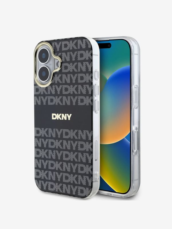 DKNY DKNY Repeat Pattern Tonal Stripe Magsafe iPhone 16 Black Калъф за телефон Lilav