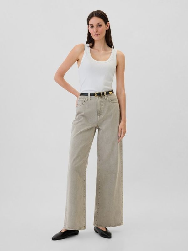 GAP GAP High Rise Wide Jeans Siv