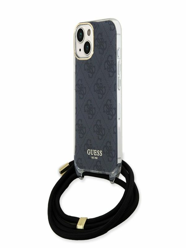 Guess Guess IML 4G Printed Crossbody Popruh Zadní Kryt pro iPhone 15 Black Калъф за телефон Lilav