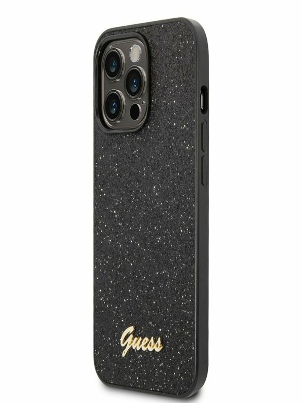 Guess Guess PC/TPU Glitter Flakes Metal Logo Zadní Kryt pro iPhone 14 Pro Black Калъф за телефон Lilav
