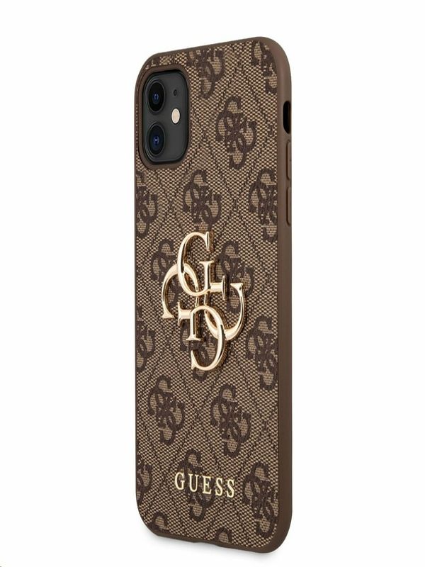 Guess Guess PU 4G Metal Logo Zadní Kryt pro iPhone 11 Brown Калъф за телефон Lilav