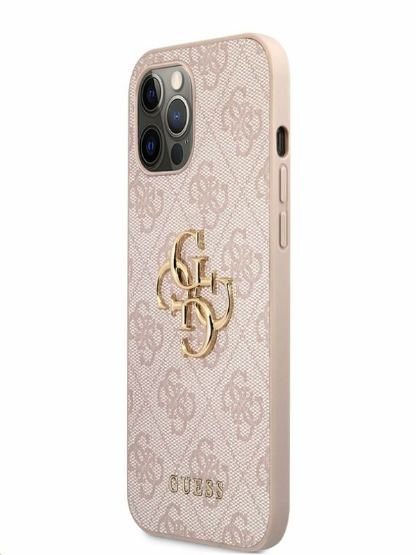 Guess Guess PU 4G Metal Logo Zadní Kryt pro iPhone 12 Pro Max Pink Калъф за телефон Lilav
