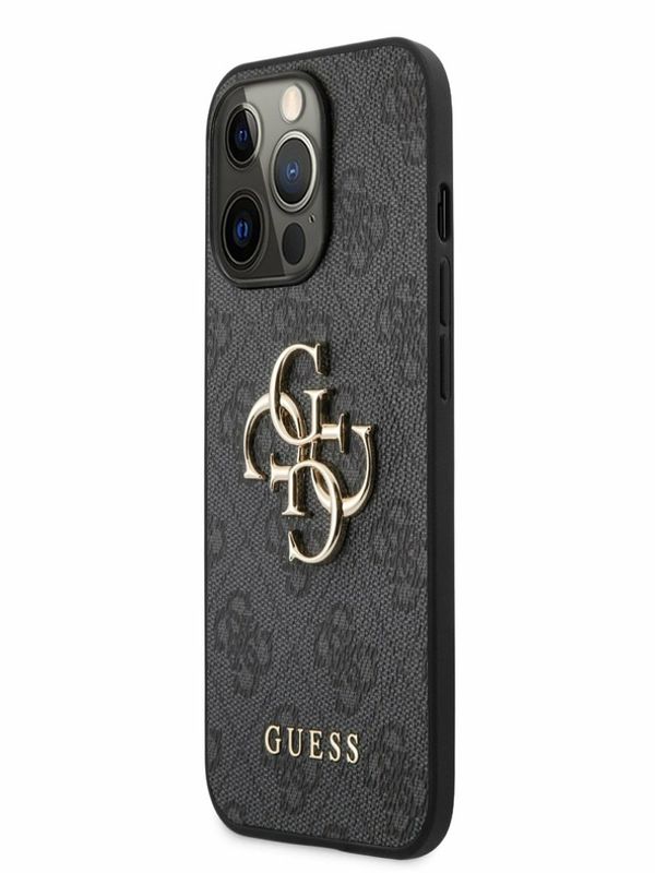 Guess Guess PU 4G Metal Logo Zadní Kryt pro iPhone 13 Pro Grey Калъф за телефон Lilav