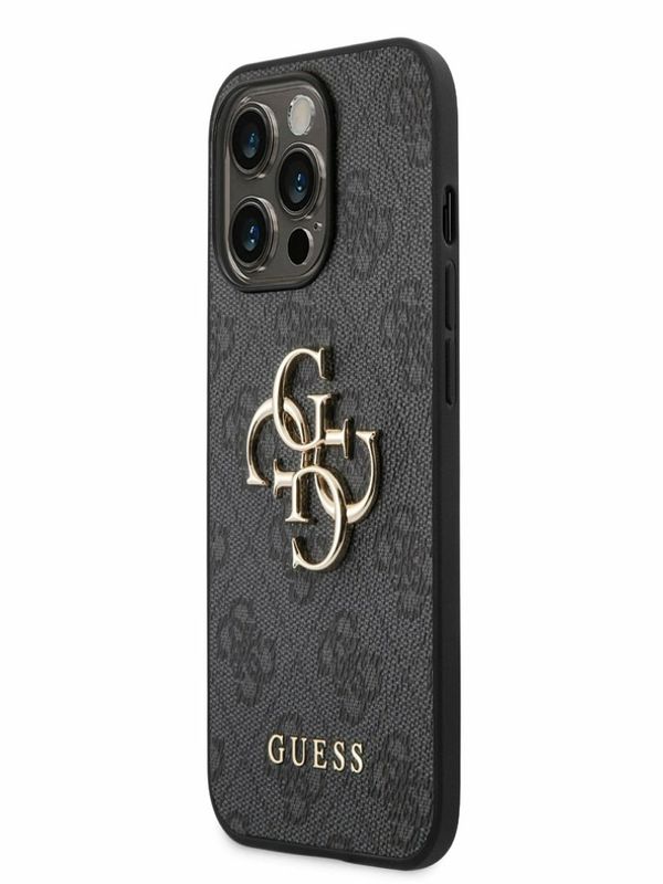 Guess Guess PU 4G Metal Logo Zadní Kryt pro iPhone 14 Pro Grey Калъф за телефон Lilav
