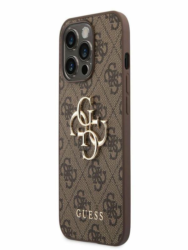 Guess Guess PU 4G Metal Logo Zadní Kryt pro iPhone 14 Pro Max Brown Калъф за телефон Lilav