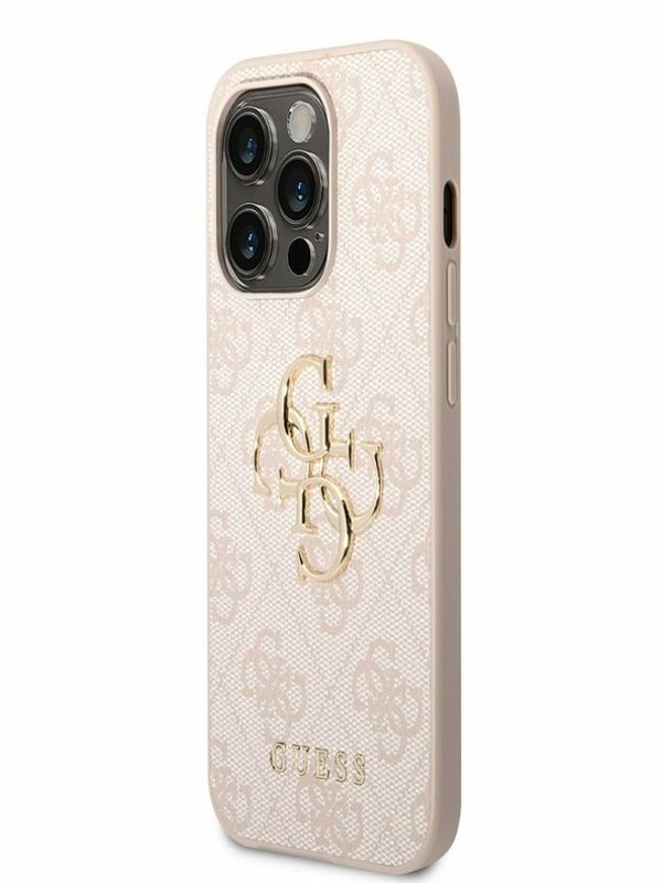 Guess Guess PU 4G Metal Logo Zadní Kryt pro iPhone 14 Pro Max Pink Калъф за телефон Lilav