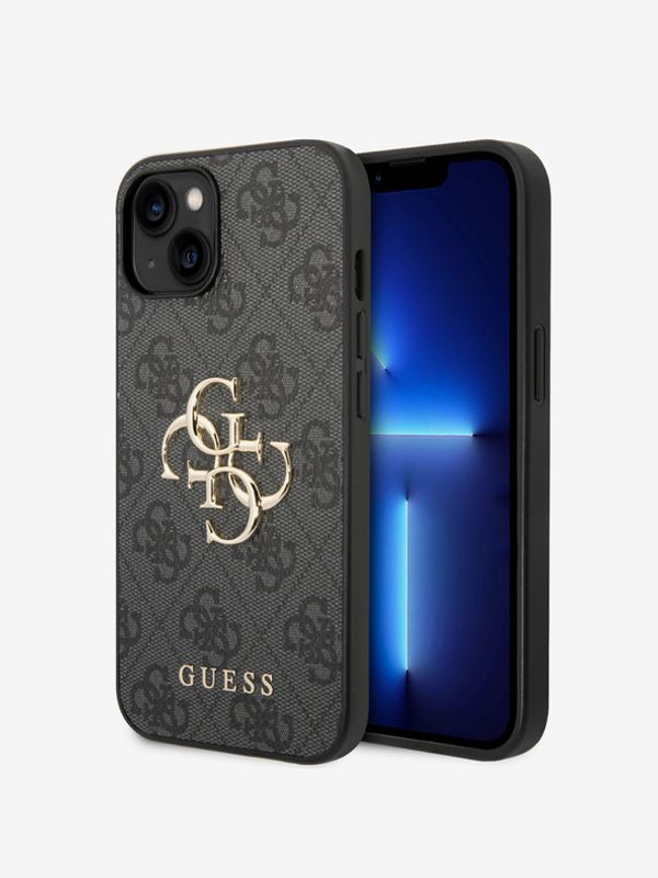 Guess Guess PU 4G Metal Logo Zadní Kryt pro iPhone 15 Plus Grey Калъф за телефон Lilav