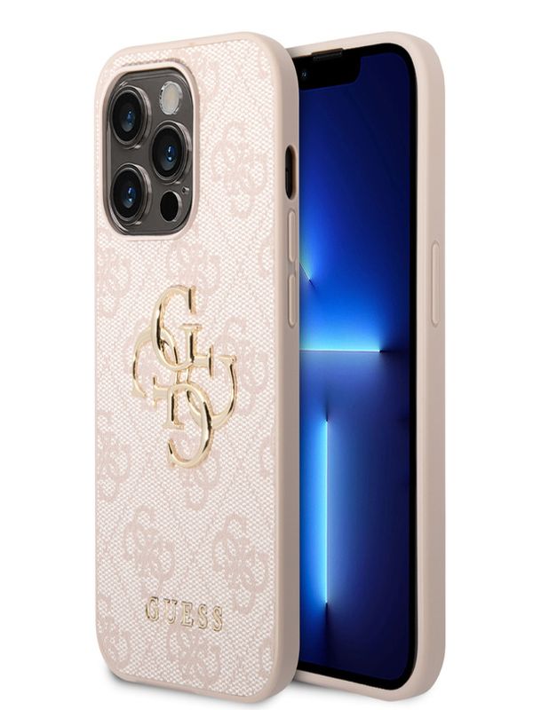 Guess Guess PU 4G Metal Logo Zadní Kryt pro iPhone 15 Pro Pink Калъф за телефон Lilav