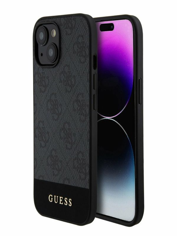Guess Guess PU 4G Stripe MagSafe Zadní Kryt pro iPhone 15 Black Калъф за телефон Lilav