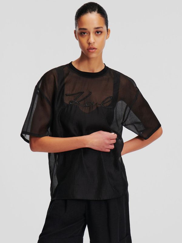 Karl Lagerfeld Karl Lagerfeld Organza T-shirt T-shirt Cheren