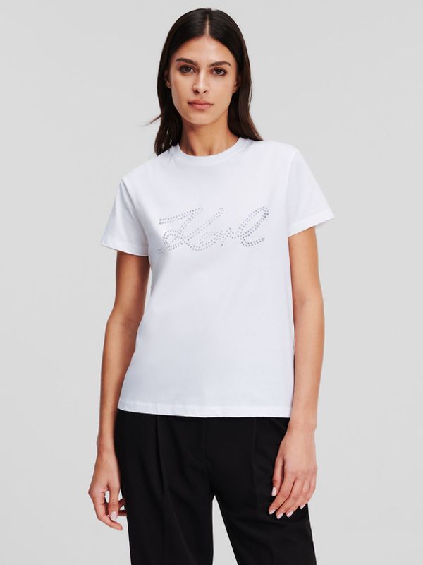 Karl Lagerfeld Karl Lagerfeld Rhinestone Logo T-shirt Byal