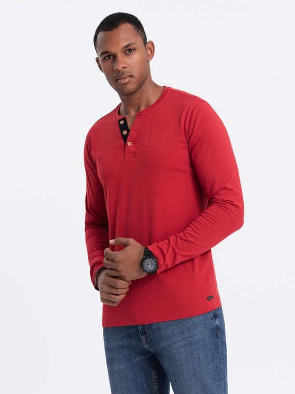 Ombre Clothing Ombre Clothing Henley T-shirt Cherven