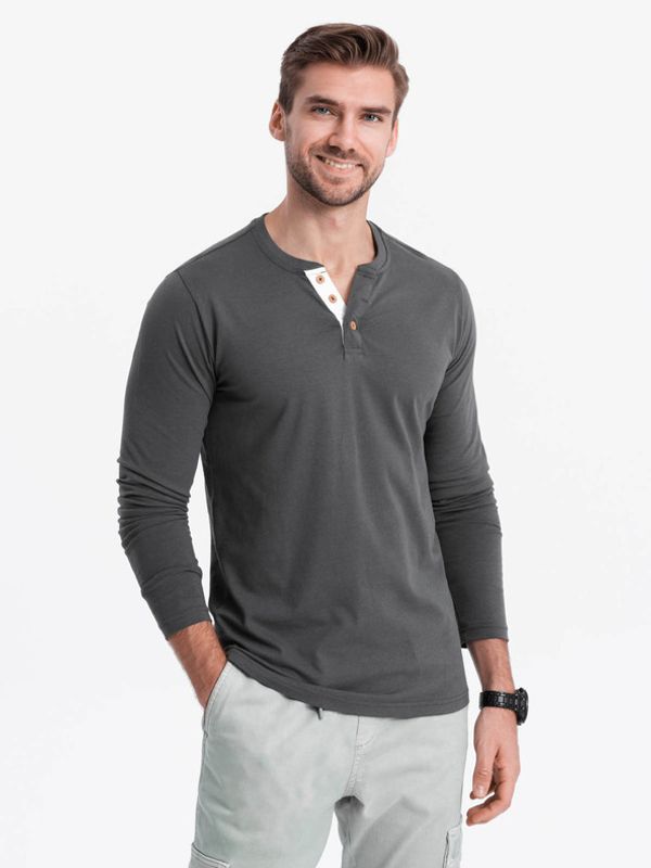 Ombre Clothing Ombre Clothing Henley T-shirt Siv