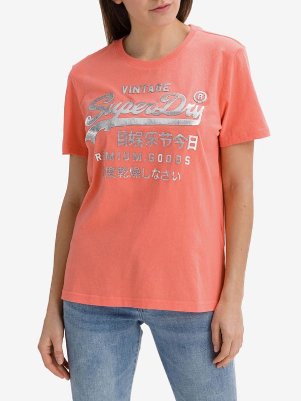 SuperDry SuperDry Metallic T-shirt Cherven