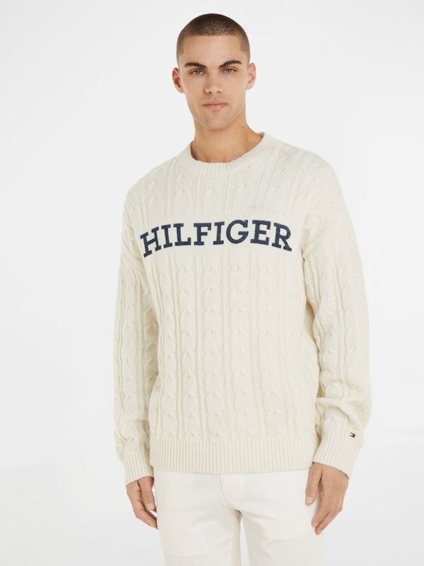 Tommy Hilfiger Tommy Hilfiger Cable Monotype Crew Neck Пуловер Byal